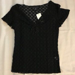 NWT BR Black Lace Short Sleeve Top